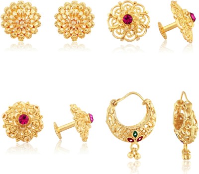 VIGHNAHARTA Traditional Trend 1gm Gold Plated Earrings for Women [Pack of 4 Pair Earring] Alloy Stud Earring