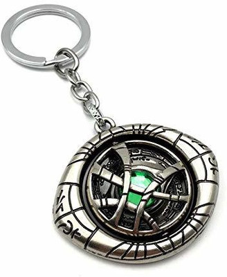 PA08Prise Rotated Avengers Infinity War 3D Thick Dr Strange Eye Metal Silver-Green Gem Color Keychain Key Chain
