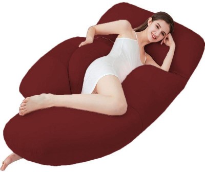 Angel Mommy Premium Full G-Shaped Body Pillow Microfibre Solid Pregnancy Pillow Pack of 1(Maroon)