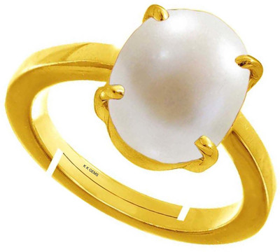 K K GEMS Certified Pearl Moti Moonga 8.4Ct./9.25Ratti Mens Panchdhatu Rashi Ratan Panchdhatu Ring Copper Pearl Ring