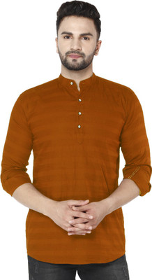 FUBAR Men Striped Casual Brown Shirt