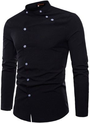 Qlonz store Men Solid Casual Black Shirt