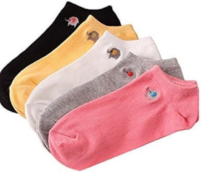 FOXSTON Women Printed Mid-Calf/Crew(Pack of 5)