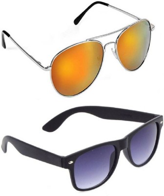 I Flash Aviator Sunglasses(For Men & Women, Orange, Black)