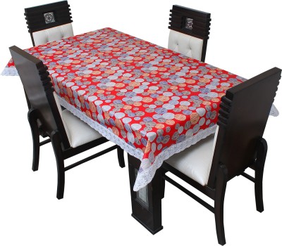 LITHARA Printed 4 Seater Table Cover(Orange, Polyester)