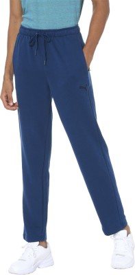 PUMA Zippered Terry Pants Solid Men Blue Track Pants