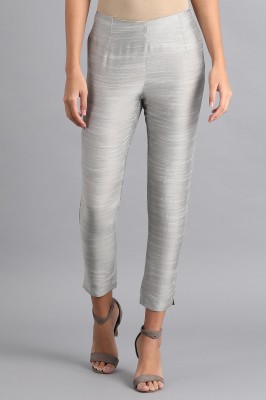 W Slim Fit Women Silver Trousers