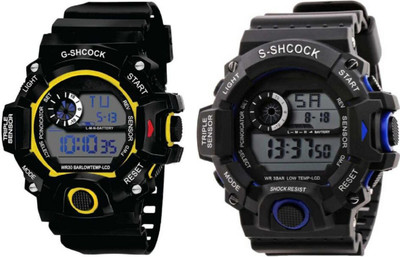 JAMVAI STYLISH SPORTS WATCH FOR BOYS ( YELLOW & BLUE 01 SET OF 2 JM STYLISH SPORTS WATCH FOR BOYS Analog-Digital Watch - For Boys