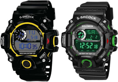 JAMVAI STYLISH SPORTS WATCH FOR BOYS ( YELLOW & GREEN 01 SET OF 2 ) JM STYLISH SPORTS WATCH FOR BOYS Analog-Digital Watch - For Boys