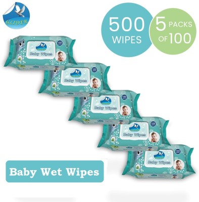 GLIDER Baby Wet Wipes with Lid/Flip-top(100 Wipes) - Pack of 5(500 Wipes)