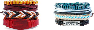 Fashion For Sure Leather Bracelet Set(Pack of 8)