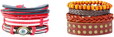 Fashion For Sure Leather Bracelet Set(Pack of 8)
