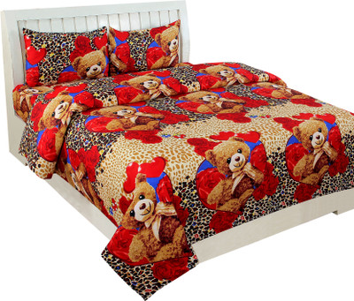MANISHPANDEY 144 TC Microfiber Double Printed Flat Bedsheet(Pack of 1, Brown)