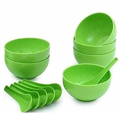 SUPERTEXON Plastic Soup Bowl Round Shape Soup Bowls Set(Pack of 12, Green)