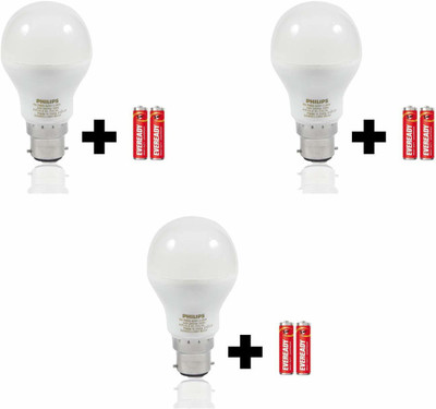 PHILIPS 9 W Basic Round B22 LED Bulb(White, Pack of 3)