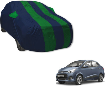 Auto Hub Car Cover For Hyundai Xcent (With Mirror Pockets)(Blue, Green)