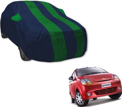 Auto Hub Car Cover For Chevrolet Spark (With Mirror Pockets)(Blue, Green)