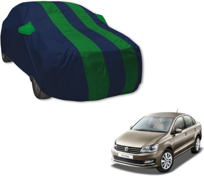 MOCKHE Car Cover For Volkswagen Vento (With Mirror Pockets)(Blue, Green)