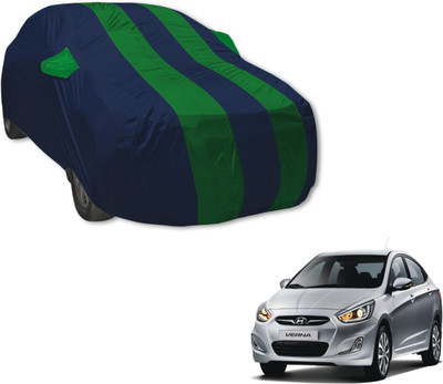 MOCKHE Car Cover For Hyundai Fluidic Verna (With Mirror Pockets)(Blue, Green)