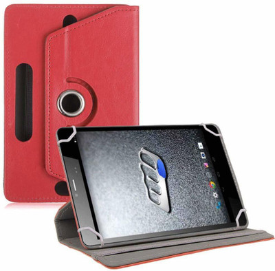 TGK Flip Cover for Micromax Canvas Tab P470 Tablet 7 inch Universal Rotating Case(Red, Cases with Holder)