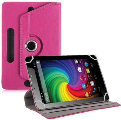 TGK Flip Cover for Micromax Funbook Mini P410i Tablet 7 inch Universal Rotating Case(Pink, Cases with Holder)
