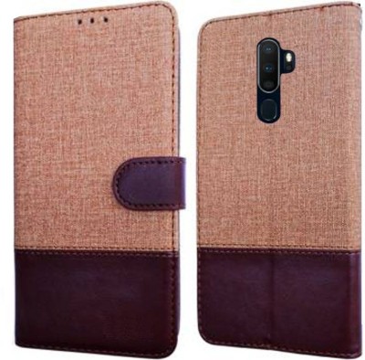 Spicesun Flip Cover for Oppo A9 2020, Oppo A5 2020(Brown, Dual Protection, Pack of: 1)