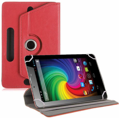 TGK Flip Cover for Micromax Funbook Mini P410i Tablet 7 inch Universal Rotating Case(Red, Cases with Holder)