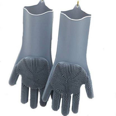 anuha High Quality Cleaning Gloves, Silicon Hand Gloves for Kitchen Dishwashing and Pet Grooming, Great for Washing Dish, Kitchen, Wet and Dry Glove Set Wet and Dry Glove(Free Size)