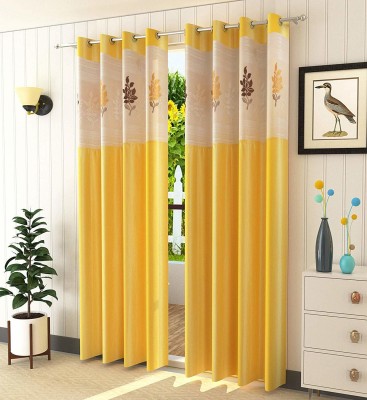 PARADISE HOME DECOR 152.3 cm (5 ft) Polyester Window Curtain (Pack Of 2)(Printed, Yellow)