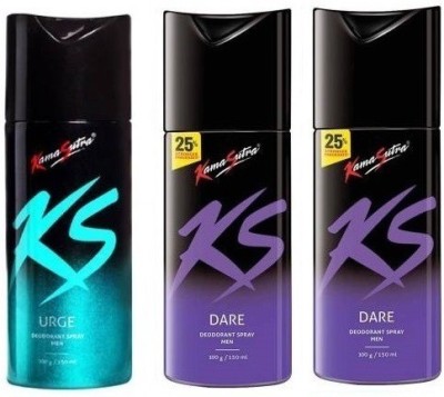 KS 1 URGE DEO + 2 DARE DEO Deodorant Spray  -  For Men(450 ml, Pack of 3)