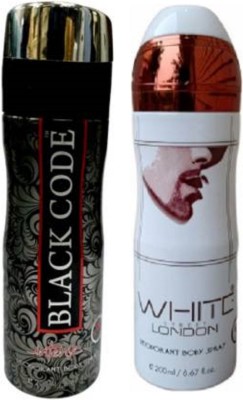 St. Louis Black Code and White London Deodorant Body Spray 200ML Each (Pack of 2) Deodorant Spray  -  For Men & Women(400 ml, Pack of 2)