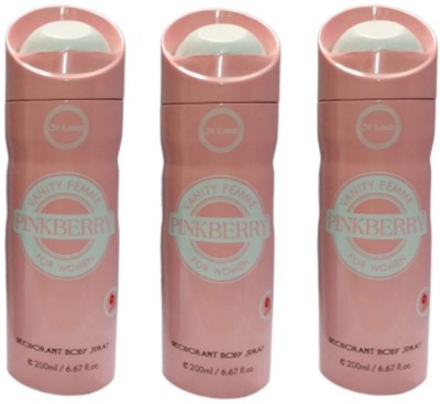 St. Louis PinkBerry Deodorant Body Spray 200ML Each (Pack of 3) Deodorant Spray  -  For Men & Women(600 ml, Pack of 3)