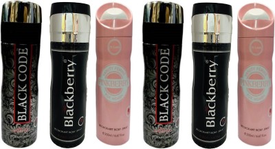 St. Louis 2 Black Code, 2 Blackberry and 2 PinkBerry Deodorant Body Spray 200ML Each (Pack of 6) Deodorant Spray  -  For Men & Women(1200 ml, Pack of 6)