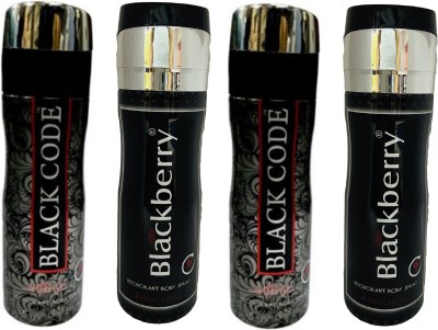 St. Louis 2 Black Code and 2 BlackBerry Deodorant Body Spray 200ML Each (Pack of 4) Deodorant Spray  -  For Men & Women(800 ml, Pack of 4)