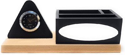 SMART WORLD 3 Compartments Wooden Penstand(Black)