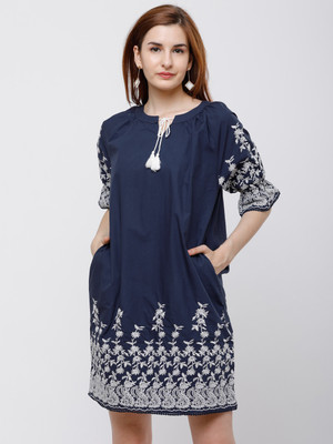 Tokyo Talkies Women A-line Blue Midi/Calf Length Dress