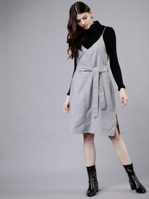 Tokyo Talkies Women A-line Grey Midi/Calf Length Dress
