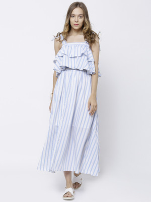 Tokyo Talkies Women A-line Multicolor Midi/Calf Length Dress
