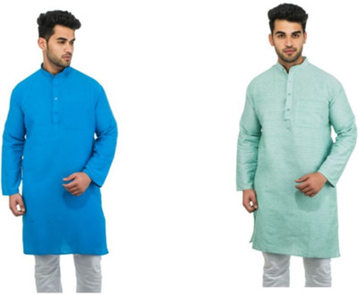 DESHBANDHU KHADI Men Solid Straight Kurta(Multicolor)