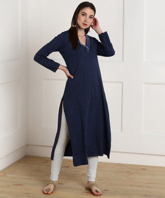 biba-women-solid-straight-kurtadark-blue