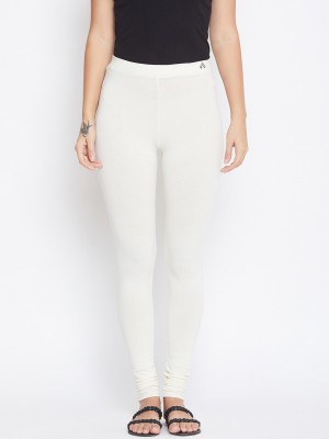 Alza Churidar  Ethnic Wear Legging(White, Solid)