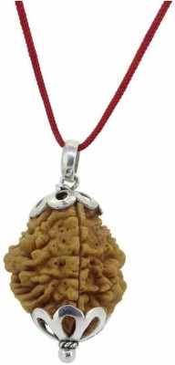 Raviour Lifestyle Natural 2 Mukhi Two Face Rudraksha Silver Pendant Do Mukhi Orignal Pendant Silk Dori Pendant Metal Pendant