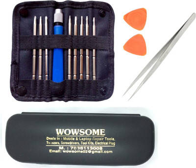 WOWSOME Mobile Repairing Tools Kit With Tweezer and 2 Plastic Openers for Mobiles, PDA, Laptop Precision Screwdriver Set(Pack of 12)