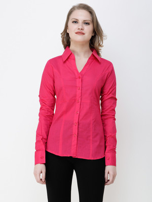 SHEERO Women Solid Formal Pink Shirt