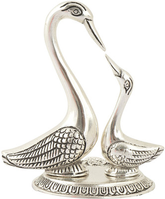 KridayKraft Pair of Kissing Duck Metal Handicrafts Decorative Showpiece (Silver Height 14 CM Medium) Decorative Showpiece  -  23 cm(Aluminium, Silver)