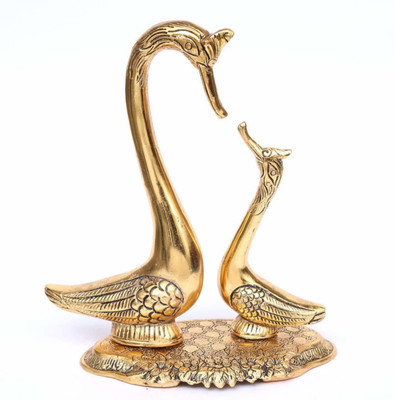 KridayKraft Pair of Kissing Duck Metal Handicrafts Decorative Showpiece (Gold Height 9 inch Large) Decorative Showpiece  -  23 cm(Aluminium, Gold)