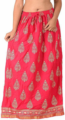 Krishika Printed Women Flared Pink Skirt