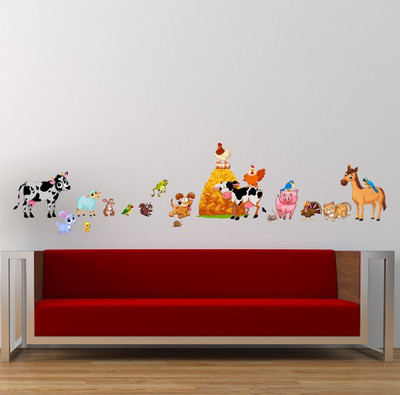 Wallzone 220 cm Jungle Animals Removable Sticker(Pack of 1)
