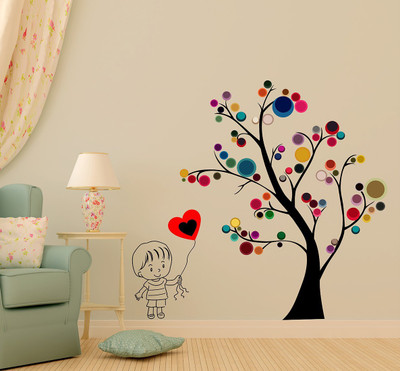 Wallzone 100 cm Colorfull Tree Removable Sticker(Pack of 1)
