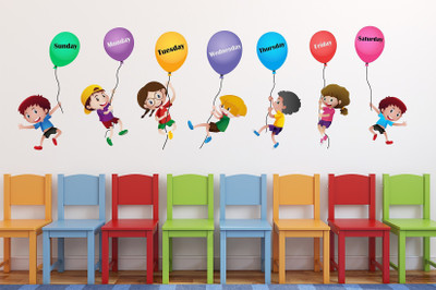 Wallzone 120 cm Week Days Removable Sticker(Pack of 1)